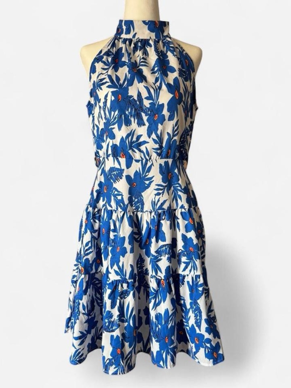 Blue Floral Halter Sundress - Women